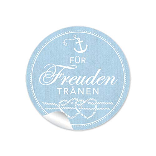 48 STICKER: "Für die Freuden Tränen" Etiketten mit Anker Herz aus Tau im "Maritim Look" in Blau für Taschentücher Verpackungen zur Trauung • 4 cm, rund, matt 48 STICKER: "Für die Freuden Tränen" Etiketten mit Anker Herz aus Tau im "Maritim Look" in Blau für Taschentücher Verpackungen zur Trauung • 4 cm, rund, matt von fioniony