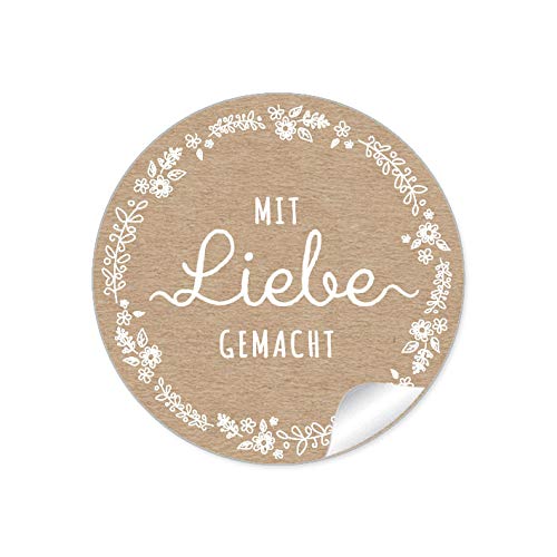 48 STICKER: "Mit Liebe gemacht" Etiketten für ihr Gastgeschenk in Natur/Kraftpapier Look mit weißer Blütenranke zum beschriften von Selbstgemachtes, Briefen oder Geschenkverpackungen 48 STICKER: "Mit Liebe gemacht" Etiketten für ihr Gastgeschenk in Natur/Kraftpapier Look mit weißer Blütenranke zum beschriften von Selbstgemachtes, Briefen oder Geschenkverpackungen von fioniony