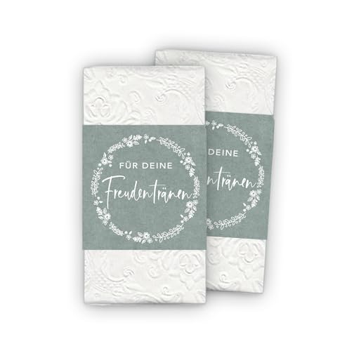 50 Freudentränen Banderolen + Klebepunkte zum verschließen - Für Taschentuch Gastgeschenke Hochzeit & Taufe - Kirche Trauung Kommunion - Kranz weiß Kraftpapier Look grün 50 Freudentränen Banderolen + Klebepunkte zum verschließen - Für Taschentuch Gastgeschenke Hochzeit & Taufe - Kirche Trauung Kommunion - Kranz weiß Kraftpapier Look grün von fioniony