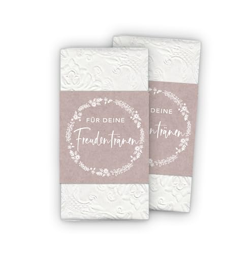 50 Freudentränen Banderolen + Klebepunkte zum verschließen - Kranz weiß rosa Kraftpapier Look - Für Taschentuch Gastgeschenke Hochzeit & Taufe Kirche Trauung Kommunion 50 Freudentränen Banderolen + Klebepunkte zum verschließen - Kranz weiß rosa Kraftpapier Look - Für Taschentuch Gastgeschenke Hochzeit & Taufe Kirche Trauung Kommunion von fioniony