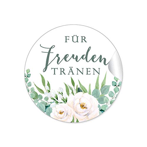 72 STICKER Hochzeit FREUDEN TRÄNEN • BOHO HIPPIE STYLE ZWEIGE BLÜTEN ROSEN BLÄTTER GRÜN WEIß • Taschentücher Taschentuchverpackung Gastgeschenke Marmelade Deko Selbstgemachtes • 4cm rund matt 72 STICKER Hochzeit FREUDEN TRÄNEN • BOHO HIPPIE STYLE ZWEIGE BLÜTEN ROSEN BLÄTTER GRÜN WEIß • Taschentücher Taschentuchverpackung Gastgeschenke Marmelade Deko Selbstgemachtes • 4cm rund matt von fioniony