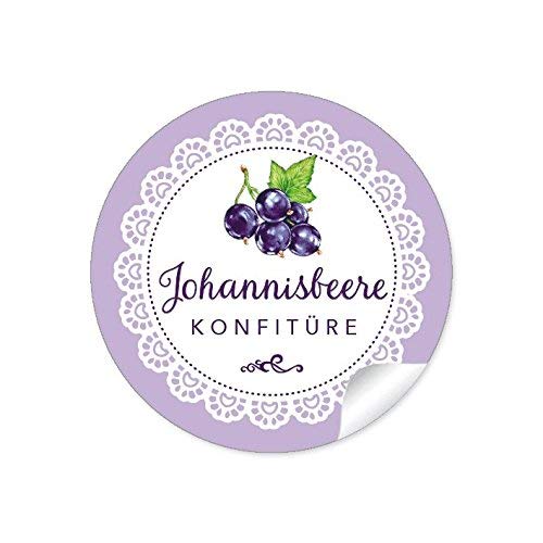 72 STICKER Marmeladenetiketten JOHANNISBEERE KONFITÜRE für die Küche in weiß lila mit liebevoll illustrierten schwarzen Johannisbeeren für Hochzeitsmarmelade Papieraufkleber 4 cm, rund, matt 72 STICKER Marmeladenetiketten JOHANNISBEERE KONFITÜRE für die Küche in weiß lila mit liebevoll illustrierten schwarzen Johannisbeeren für Hochzeitsmarmelade Papieraufkleber 4 cm, rund, matt von fioniony