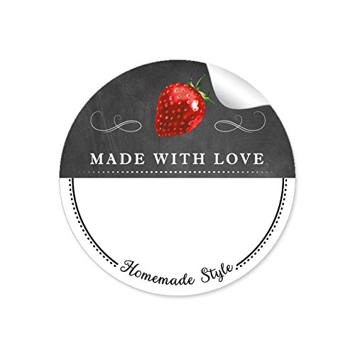 72 STICKER WEIß SCHWARZ mit Erdbeere und Ornamente Made with Love mit Freitextfeld für Erdbeermarmelade, Saft, Erdbeerlimes, Sirup u.v.m. Papieraufkleber 4 cm, rund, matt 72 STICKER WEIß SCHWARZ mit Erdbeere und Ornamente Made with Love mit Freitextfeld für Erdbeermarmelade, Saft, Erdbeerlimes, Sirup u.v.m. Papieraufkleber 4 cm, rund, matt von fioniony