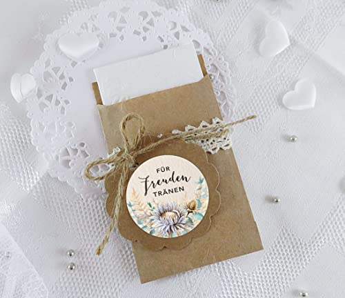 Set Freudentränen Eukalyptus Trockenblumen beige braun Hochzeit 48 Sticker Aufkleber + 48 Flachbeutel 63 x 93 mm für Taschentücher Verpackung (Tüten + Sticker Eukalyptus Trockenblume beige grün braun) Set Freudentränen Eukalyptus Trockenblumen beige braun Hochzeit 48 Sticker Aufkleber + 48 Flachbeutel 63 x 93 mm für Taschentücher Verpackung (Tüten + Sticker Eukalyptus Trockenblume beige grün braun) von fioniony