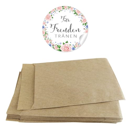 Set Groß Freuden Tränen Taschentücher zur Hochzeit 48 Sticker KRANZ ROSEN HORTENSIEN ROSA BLAU + 48 braune Flachbeutel Kraftpapier 63 x 93 mm für Freudentränen Taschentuch Verpackungen Set Groß Freuden Tränen Taschentücher zur Hochzeit 48 Sticker KRANZ ROSEN HORTENSIEN ROSA BLAU + 48 braune Flachbeutel Kraftpapier 63 x 93 mm für Freudentränen Taschentuch Verpackungen von fioniony