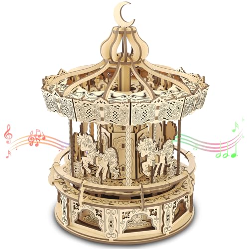 3D Holzpuzzle Spieluhr Bausatz, DIY Romantisches Karussell Mechanischer Modellbaukasten, Kreativer Holzbausatz für Jugendliche und Erwachsene, Perfekter Geburtstag für Jungen Mädchen 14+ (Karussell) 3D Holzpuzzle Spieluhr Bausatz, DIY Romantisches Karussell Mechanischer Modellbaukasten, Kreativer Holzbausatz für Jugendliche und Erwachsene, Perfekter Geburtstag für Jungen Mädchen 14+ (Karussell) von fisca