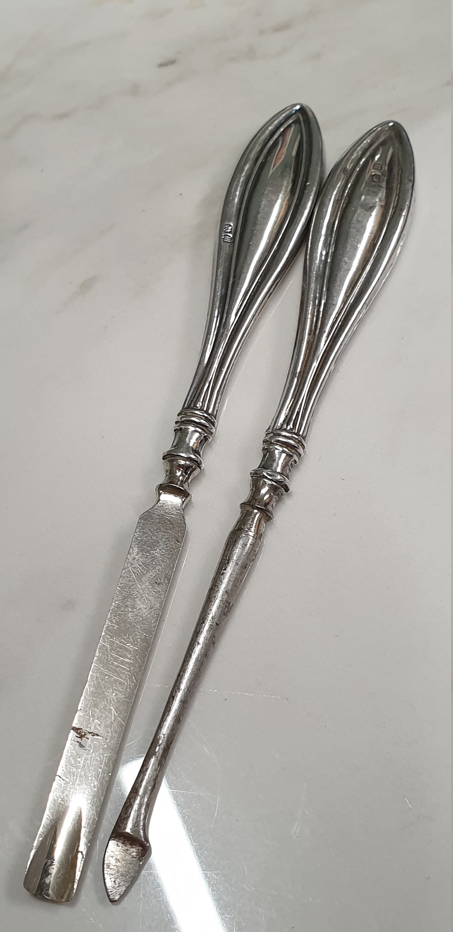 Antikes Birmingham Silber 1912 2 X Maniküre Werkzeuge von fisfinds