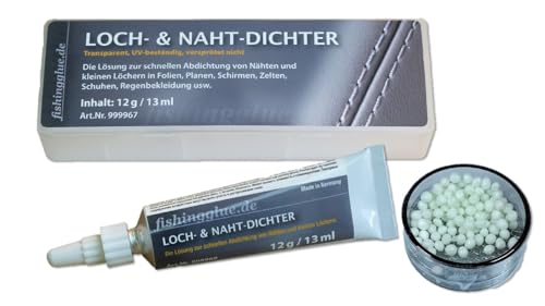 fishingglue.de Loch-& NAHT-DICHTER + LOCHFINDER-Set, flüssiges PVC, Wasser-& UV-beständig, Flickzeug für Zelt Isomatte Schirm Regenjacke Markise Pool Schlauchboot Plane wärmestabil bis 60°C fishingglue.de Loch-& NAHT-DICHTER + LOCHFINDER-Set, flüssiges PVC, Wasser-& UV-beständig, Flickzeug für Zelt Isomatte Schirm Regenjacke Markise Pool Schlauchboot Plane wärmestabil bis 60°C von fishingglue.de