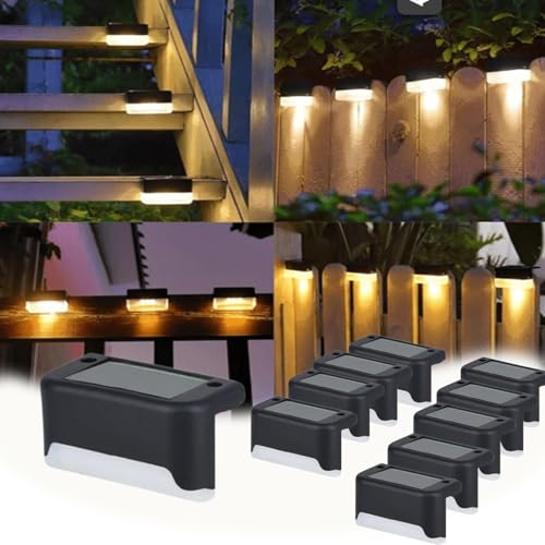 linory lights Solflare der warmen Solarbeleuchtung, Selbstklebende Solarlampen für außen, LED-Beleuchtung Gartenlichter für Außentreppe, Stufen, Zaun, Garten, Hof, Terrasse, Dachrinne (10pcs) von fjaldjfu