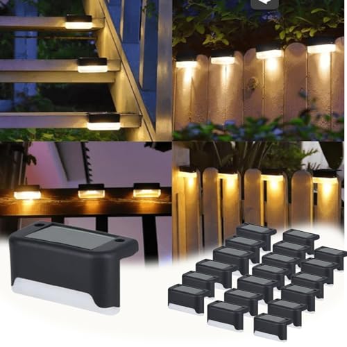 linory lights Solflare der warmen Solarbeleuchtung, Selbstklebende Solarlampen für außen, LED-Beleuchtung Gartenlichter für Außentreppe, Stufen, Zaun, Garten, Hof, Terrasse, Dachrinne (20pcs) von fjaldjfu