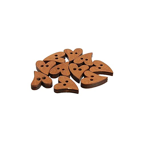 100 Stcs natürliche Holzknöpfe Vintage herzförmige Knöpfe mit Löchern DIY Crafting Sewing Supplies Kaffee mit Löchern von fkngcp