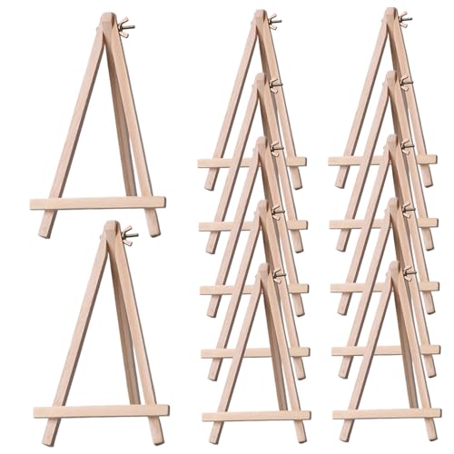 12pcs Mini -Staffelei, Naturhölzerne kleine Oreale für Display, Faltstativhalter -Ständer zum Anzeigen kleiner Leinwände, Visitenkarten, Fotos der Hilfsmittel für die Anzeige von fkngcp
