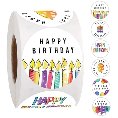 Geburtstagsaufkleber 500pcs/Roll niedliche runde Aufkleber für Geburtstagsklebstoffumschließungsrolle Personalisierte Etiketten für Partys Feiern Sie Geschenkdekorationen Geburtstagsaufkleber 500pcs/Roll niedliche runde Aufkleber für Geburtstagsklebstoffumschließungsrolle Personalisierte Etiketten für Partys Feiern Sie Geschenkdekorationen von fkngcp