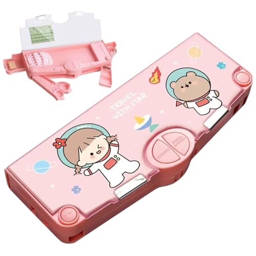 Pop-up-Bleistiftkoffer, Cartoon Kawaii Bleistiftkoffer mit Knöpfen, Multifunktion mit Fächern, Zeitplan, Spitzer und Schere, für Kinder Girls Geschenke niedlich Pop-up-Bleistiftkoffer, Cartoon Kawaii Bleistiftkoffer mit Knöpfen, Multifunktion mit Fächern, Zeitplan, Spitzer und Schere, für Kinder Girls Geschenke niedlich von fkngcp