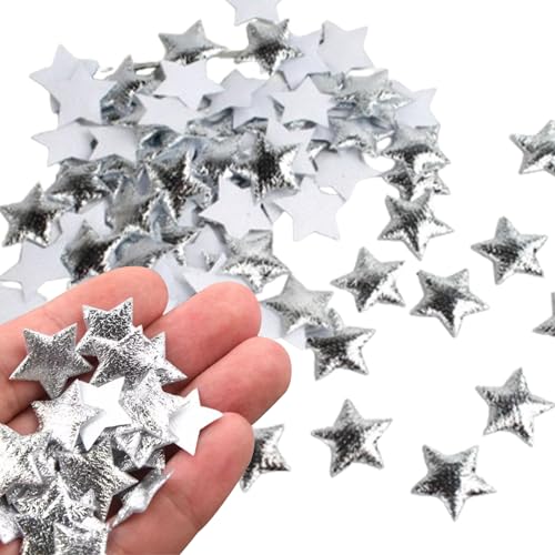 Sternflecken 200pcs 0, 6 -Zoll -Eisen auf Sternen Applique glänzende gestickte Patches auf Reparatur für Kleidung Jacken Kleidungshüge Schuhe Rucksäcke DIY Accessoire Silber von fkngcp