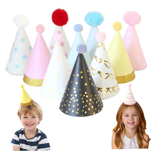 fkngcp 10pcs Partyhüte 4x6.7in farbenfrohe Geburtstagshüte mit Pom Poms Zufallsstil Geburtstagskegel mit elastischen Trägern dekorativen Hut für Kinder Erwachsenesparty fkngcp 10pcs Partyhüte 4x6.7in farbenfrohe Geburtstagshüte mit Pom Poms Zufallsstil Geburtstagskegel mit elastischen Trägern dekorativen Hut für Kinder Erwachsenesparty von fkngcp