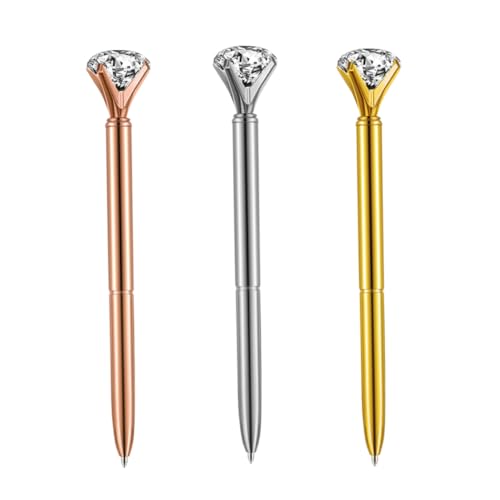 fkngcp 3 PCs künstlicher Kristall Diamant Pen Eleganter Kugelschreiber Metallic-Kugelstifte Roségold mit großem Diamant/Kristall, grünem Gold/Silber-Bürozubehör- fkngcp 3 PCs künstlicher Kristall Diamant Pen Eleganter Kugelschreiber Metallic-Kugelstifte Roségold mit großem Diamant/Kristall, grünem Gold/Silber-Bürozubehör- von fkngcp