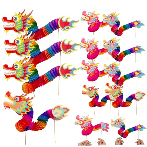 fkngcp Chinesisches Neujahr Dragon 12pcs 4 Styles 3D Paper Dragon Puppet DIY Dehnbares Neujahrshandwerk für Kinder Spring Festival Party fkngcp Chinesisches Neujahr Dragon 12pcs 4 Styles 3D Paper Dragon Puppet DIY Dehnbares Neujahrshandwerk für Kinder Spring Festival Party von fkngcp