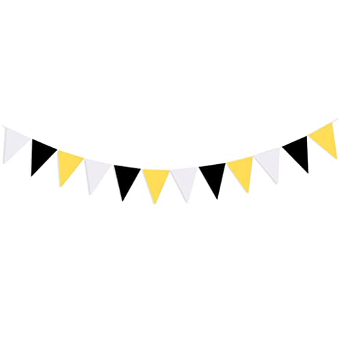 fkngcp Dreieck Flagge Bunting Banner, 2, 8 m gelb schwarz weißes Wimpel Banner, Stoffgirlande zum Geburtstag fkngcp Dreieck Flagge Bunting Banner, 2, 8 m gelb schwarz weißes Wimpel Banner, Stoffgirlande zum Geburtstag von fkngcp