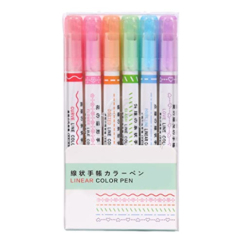 fkngcp Kurve Highlighter Stift Set Roller Tip Curve Liner Highlighter Handkonto Fluoreszenzstifte DIY -Marker 6pcscurve Stift Set gebogene Linie Highlighters Roller Tipp von fkngcp