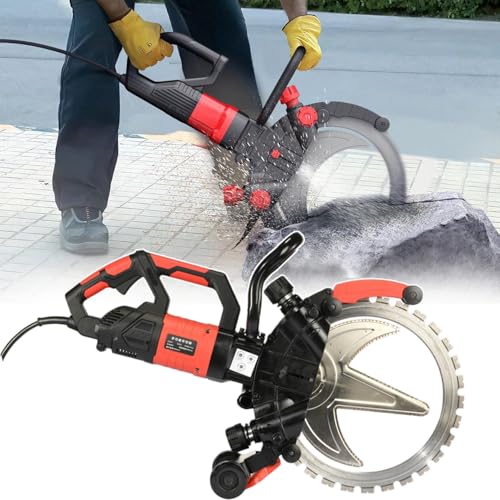 flatpincololee Betonsäge/Betonschneider, 8980 W, mit 12-Zoll-Diamantklinge – 90°-Mehrwinkelschneiden, 2,5 m Netzkabel, schneidet Stahlstangen/Beton/Ziegel/Granit (staubfreier Dualmodus) von flatpincololee