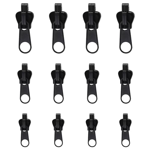 Fleuse Reißverschluss Zipper, 12 Stück in 3 Größen Ersatzteile Reißverschluss Zipper, Metall Zipper Pull, Abnehmbares Metall Zipper Pull, Reißverschluss Ersatz, für Geldbörse, Kleider, Jeans, Koffer von fleuse
