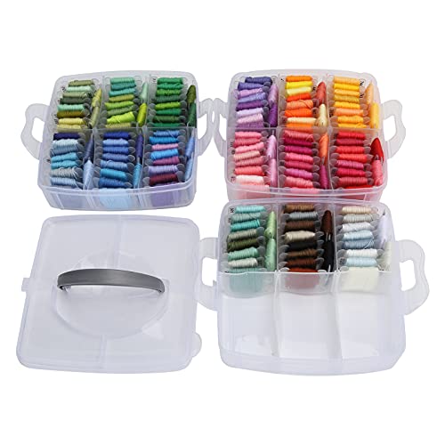 FLEXMAN 150Pcs Stickereifaden Fits Floss Kit, 150 Farben Nähfaden, 3 Stufige Transparente Speicherbox für Kreuzstich, Nadelstickerei, Stickerei, Armbänder ﻿ von flexman