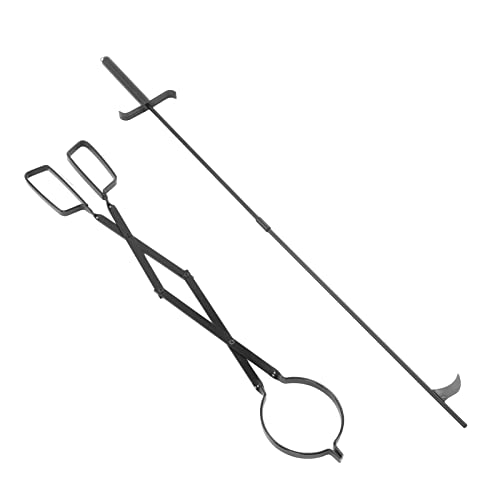 FLEXMAN Kamin Poker Werkzeug, Stahlkamin Tong Werkzeugsets Tragbare Feuerstelle Poker Stick Grill Utensilien für Deck, Garten, Veranda, Camping von flexman