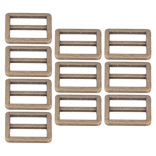 flexman 10 Stück Metall Gleitschnalle, Zinklegierung, Triglide Knöpfe, Gurtband, Verstellbare Schnallenverschlüsse, Handtaschengurte, Zubehör für Koffer, Rucksäcke, Gepäckgurte (Antique Bronze) von flexman