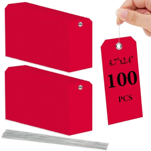 Flintronic 100 Stück Wasserdichte Versandetiketten aus Kunststoff, Beschreibbare Hängeetiketten, Wiederverwendbar Versandanhänger, zum Beschriften und Identifizieren, für Schlüssel, Gepäck(Rot) von flintronic