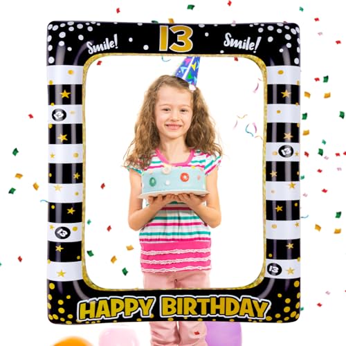Flintronic 13.Geburtstag Deko Fotorequisiten, Schwarzes Gold Aufblasbarer Rahmen zum 60.Geburtstag, Party Foto Booth Props für Partydeko, Partei Dekorationen Flintronic 13.Geburtstag Deko Fotorequisiten, Schwarzes Gold Aufblasbarer Rahmen zum 60.Geburtstag, Party Foto Booth Props für Partydeko, Partei Dekorationen von flintronic