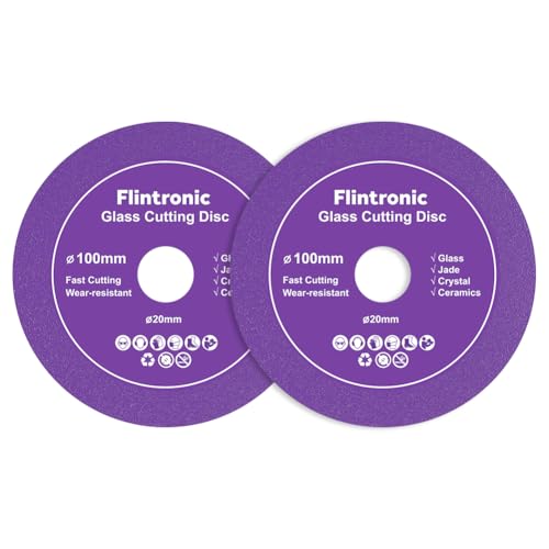 Flintronic 2 Stück Diamanttrennscheibe, Ø100mm x 15mm Glas-Trennscheibe, 20mm Innere-Glasschneidescheibe, Glass Cutting Disc, Diamantsägeblatt-Geschnittenes, für glas Keramik Keramikfliesen(Lila) von flintronic