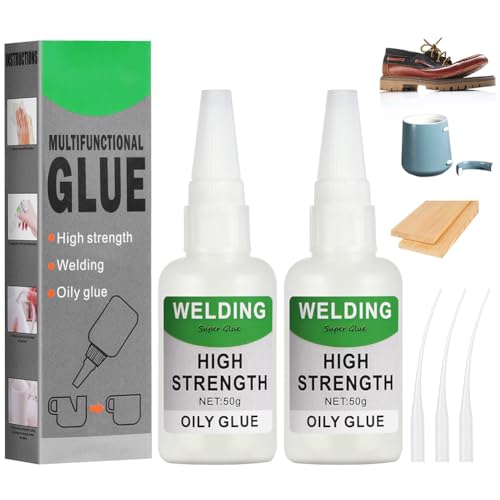 Flintronic 2 Stück Sekundenkleber Extra Stark, 50g Mächtiger Universalkleber, Schweißen Hochfester Ölkleber, Universal Wasserdichter Superkleber, Super Kleber, für Kunststoff Metall Keramik Leder Harz von flintronic