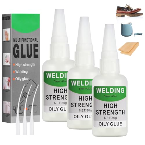 Flintronic 3 Stück Sekundenkleber Extra Stark, 50g Mächtiger Universalkleber, Schweißen Hochfester Ölkleber, Universal Wasserdichter Superkleber, Super Kleber, für Kunststoff Metall Keramik Leder Harz von flintronic