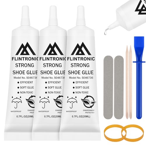 Flintronic 3x20ml Spezialkleber Schuhkleber extra Stark, Sohlenkleber Absatzkleber Lederkleber, Reparaturkleber, Wasserdichter, Elastische und Transparenter Textilkleber, für Schuhe, Sohlen, Leder Flintronic 3x20ml Spezialkleber Schuhkleber extra Stark, Sohlenkleber Absatzkleber Lederkleber, Reparaturkleber, Wasserdichter, Elastische und Transparenter Textilkleber, für Schuhe, Sohlen, Leder von flintronic
