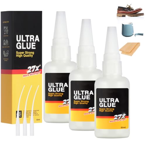 Flintronic 50g Sekundenkleber Extra Stark, Superkleber Wasserfest, Dickflüssiger-superkleber, Hochfester Ölkleber, Universal Verwendbar Kleben von Plastik, Kunststoff, Glas, Holz, Metall uvm.（3PC） von flintronic