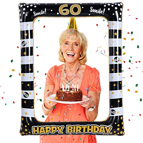 Flintronic 60.Geburtstag Deko Fotorequisiten, Schwarzes Gold Aufblasbarer Rahmen zum 60.Geburtstag, Party Foto Booth Props für Partydeko, Partei Dekorationen Flintronic 60.Geburtstag Deko Fotorequisiten, Schwarzes Gold Aufblasbarer Rahmen zum 60.Geburtstag, Party Foto Booth Props für Partydeko, Partei Dekorationen von flintronic