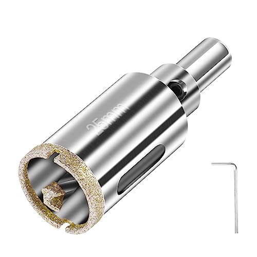 Flintronic Diamantbohrer, Diamant Lochsäge, 25mm Lochsäge mit Zentrierbohrer, Glasbohrer mit Diamant-Beschichtung Kohlenstoffstahl, Bohrkron Fliesenbohrer für Glas/Fliese/keramisches/Marmor/Kalkstein Flintronic Diamantbohrer, Diamant Lochsäge, 25mm Lochsäge mit Zentrierbohrer, Glasbohrer mit Diamant-Beschichtung Kohlenstoffstahl, Bohrkron Fliesenbohrer für Glas/Fliese/keramisches/Marmor/Kalkstein von flintronic