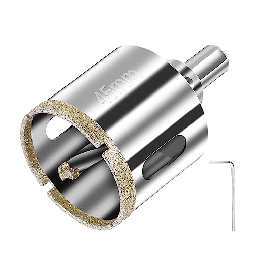 Flintronic Diamantbohrer, Diamant Lochsäge, 45mm Lochsäge mit Zentrierbohrer, Glasbohrer mit Diamant-Beschichtung Kohlenstoffstahl, Bohrkron Fliesenbohrer für Glas/Fliese/keramisches/Marmor/Kalkstein Flintronic Diamantbohrer, Diamant Lochsäge, 45mm Lochsäge mit Zentrierbohrer, Glasbohrer mit Diamant-Beschichtung Kohlenstoffstahl, Bohrkron Fliesenbohrer für Glas/Fliese/keramisches/Marmor/Kalkstein von flintronic