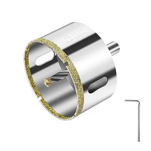Flintronic Diamantbohrer, Diamant Lochsäge, 68mm Lochsäge mit Zentrierbohrer, Glasbohrer mit Diamant-Beschichtung Kohlenstoffstahl, Bohrkron Fliesenbohrer für Glas/Fliese/keramisches/Marmor/Kalkstein Flintronic Diamantbohrer, Diamant Lochsäge, 68mm Lochsäge mit Zentrierbohrer, Glasbohrer mit Diamant-Beschichtung Kohlenstoffstahl, Bohrkron Fliesenbohrer für Glas/Fliese/keramisches/Marmor/Kalkstein von flintronic