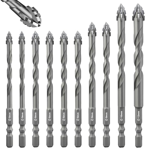 Flintronic Exzenterbohrer Set, 10-teilig Vierschneidiger Sägezahn exzenterbohrer, 5/5/6/6/6/6/8/8/10/12 mm Hochfeste, Hartmetall-Bohrer mit 4 Schneiden, für Beton, Glas, Keramik, Holz, Metall, Bohren Flintronic Exzenterbohrer Set, 10-teilig Vierschneidiger Sägezahn exzenterbohrer, 5/5/6/6/6/6/8/8/10/12 mm Hochfeste, Hartmetall-Bohrer mit 4 Schneiden, für Beton, Glas, Keramik, Holz, Metall, Bohren von flintronic