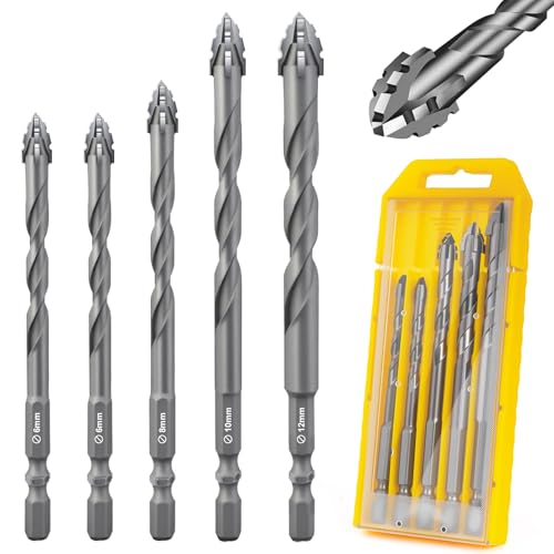 Flintronic Exzenterbohrer Set, 5-teilig Vierschneidiger Sägezahn exzenterbohrer, 6/6/8/10/12 mm Hochfeste Bohrer, Hartmetall-Bohrer mit 4 Schneiden, für Beton, Glas, Keramik, Holz, Metall, Bohren Flintronic Exzenterbohrer Set, 5-teilig Vierschneidiger Sägezahn exzenterbohrer, 6/6/8/10/12 mm Hochfeste Bohrer, Hartmetall-Bohrer mit 4 Schneiden, für Beton, Glas, Keramik, Holz, Metall, Bohren von flintronic
