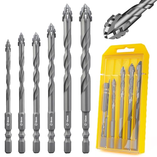 Flintronic Exzenterbohrer Set, 6-teilig Vierschneidiger Sägezahn exzenterbohrer, 4/5/6/8/10/12 mm Hochfeste Bohrer, Hartmetall-Bohrer mit 4 Schneiden, für Beton, Glas, Keramik, Holz, Metall, Bohren Flintronic Exzenterbohrer Set, 6-teilig Vierschneidiger Sägezahn exzenterbohrer, 4/5/6/8/10/12 mm Hochfeste Bohrer, Hartmetall-Bohrer mit 4 Schneiden, für Beton, Glas, Keramik, Holz, Metall, Bohren von flintronic