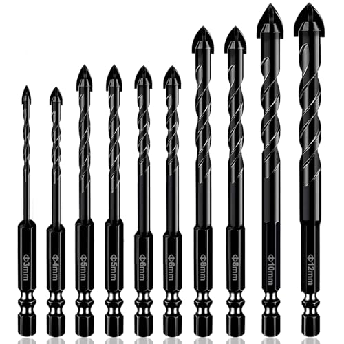 Flintronic Fliesenbohrer Set 10-teilig, Glasbohrer Steinbohrer Professionell mit Sechskantschaft, Universalbohrer für Fliesen, Keramik, Glas, Kunststoff, Holz, Harte Materialien, Diameter 3mm-12mm Flintronic Fliesenbohrer Set 10-teilig, Glasbohrer Steinbohrer Professionell mit Sechskantschaft, Universalbohrer für Fliesen, Keramik, Glas, Kunststoff, Holz, Harte Materialien, Diameter 3mm-12mm von flintronic