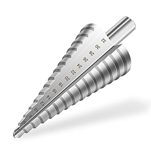 Flintronic Stufenbohrer, Schälbohrer Ø4–32mm Schneiden mit 15 Stufen Konusbohrer, HSS Edelstahl Bithalter Runder Griff, Hochwertiger HSS Kegelbohrer für Metall, Holz, Messing, Kunststoff - Silber Flintronic Stufenbohrer, Schälbohrer Ø4–32mm Schneiden mit 15 Stufen Konusbohrer, HSS Edelstahl Bithalter Runder Griff, Hochwertiger HSS Kegelbohrer für Metall, Holz, Messing, Kunststoff - Silber von flintronic
