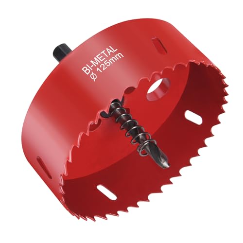 Flintronic Hole saw, Lochfräse Set, 125MM Lochkreissäge, Bi-Metall-Lochsäge, 1 Bohrer,1 Mechanische Feder,1 Sechskantschlüssel, Lochsäge für Aluminium, Holz, PVC-Platte & Kunststoffplatte 1/4 Gewinde Flintronic Hole saw, Lochfräse Set, 125MM Lochkreissäge, Bi-Metall-Lochsäge, 1 Bohrer,1 Mechanische Feder,1 Sechskantschlüssel, Lochsäge für Aluminium, Holz, PVC-Platte & Kunststoffplatte 1/4 Gewinde von flintronic