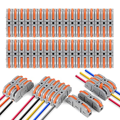 Flintronic Kabelverbinder, 34 Stück Verbindungsklemmen, SPL-1 mit Betätigungshebel, 4mm² Leiter Klemme, Elektrische Anschlussblöcke,Aktualisierte Versionen Können Frei kombiniert Werden SPL2-5 von flintronic