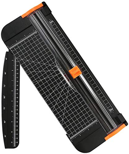 Flintronic Papierschneider A4 Papierschneidegerät Tragbare Papierschneidemaschine mit Schnittlinienführung und Seitenlineal, Schneidemaschine Papier Cutter für Hause und Büro(Schwarz, 38cm) von flintronic