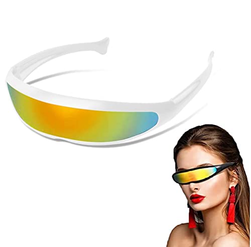 flintronic 1 Stück Futuristische Sonnenbrille, Coole Futuristische Schmale Zyklopenform Sonnenbrille, Space Brille, Alien Robot Spiegellinsen Brille für Foto Requisiten Halloween Rollenspiel Cosplay von flintronic