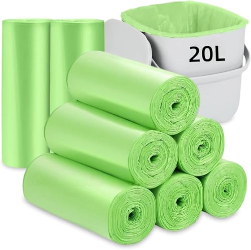 flintronic 160 Stück Biologisch Müllbeutel, Abbaubar Maisstärke Material, 20 Liter Bio Müllbeutel, Küchen Lebensmittel Abfallbeutel für Küche, Büro, Wohnzimmer (50 * 60cm, Grün) von flintronic